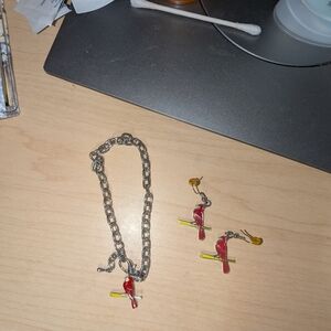 Red Bird Necklace and Earring Set